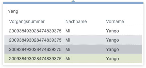 Listpicker Menue Filterleiste