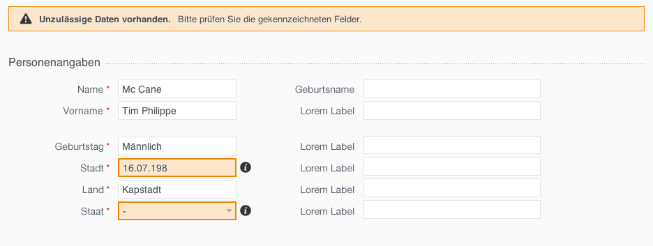 Validierung Formular